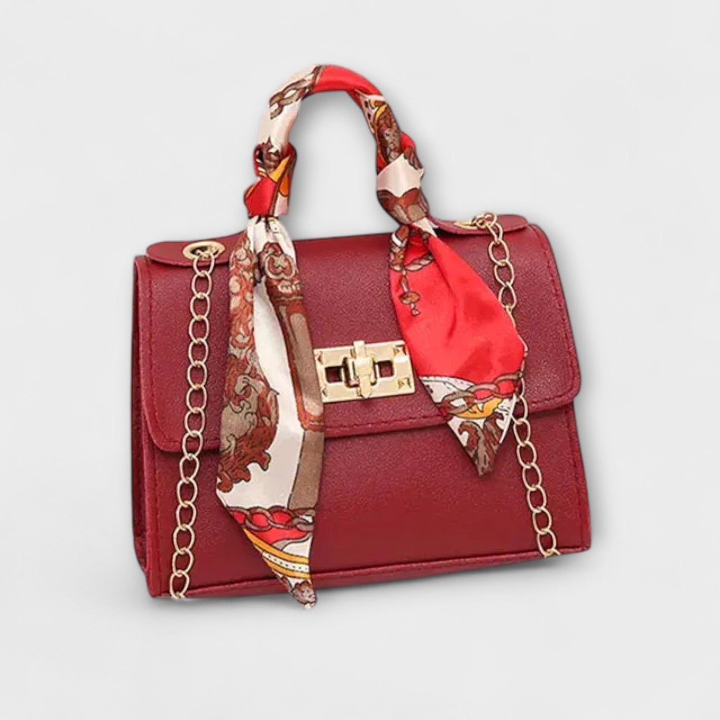 Damen Handtasche aus braunem Leder mit goldfarbenem Verschluss Jully