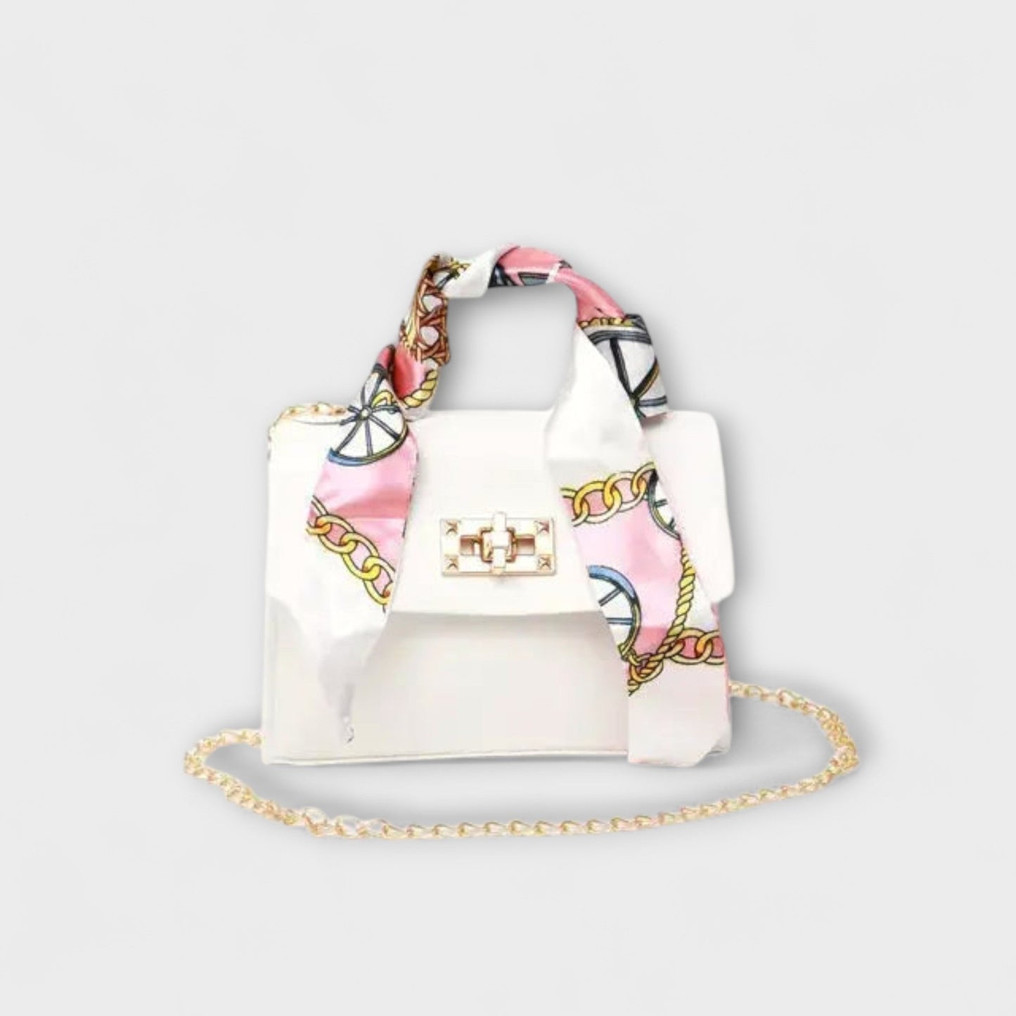 Damen Handtasche aus braunem Leder mit goldfarbenem Verschluss Jully