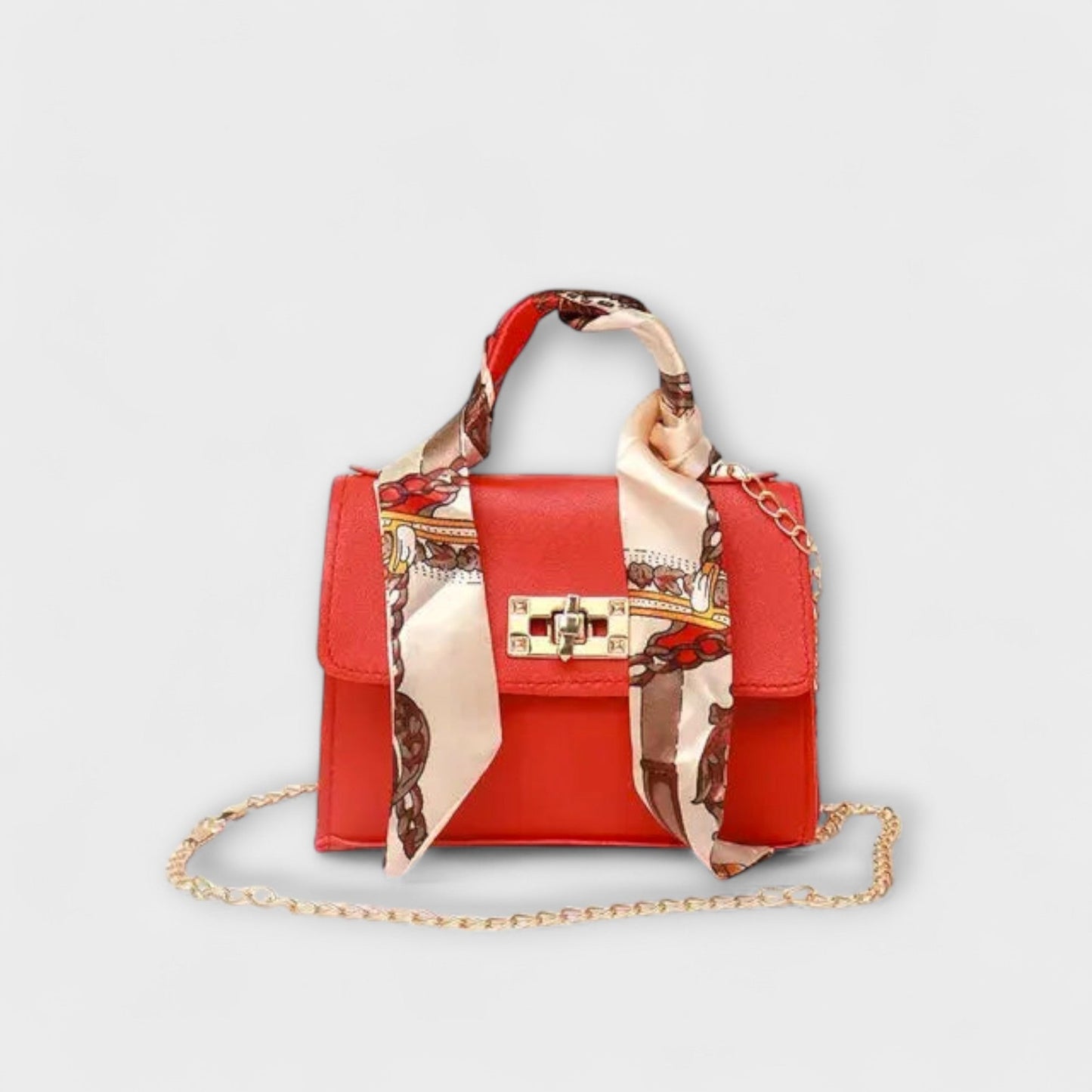 Damen Handtasche aus braunem Leder mit goldfarbenem Verschluss Jully
