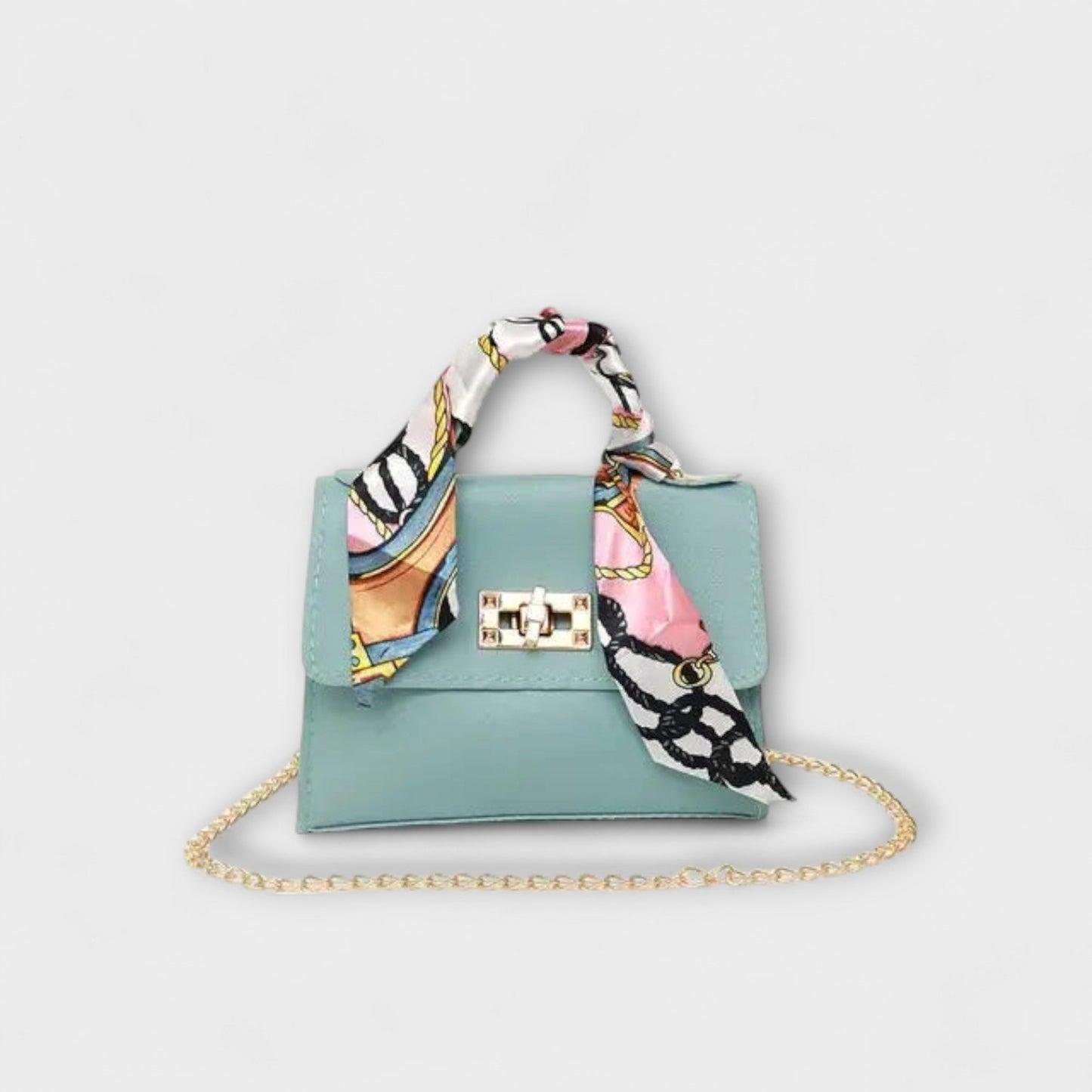 Damen Handtasche aus braunem Leder mit goldfarbenem Verschluss Jully