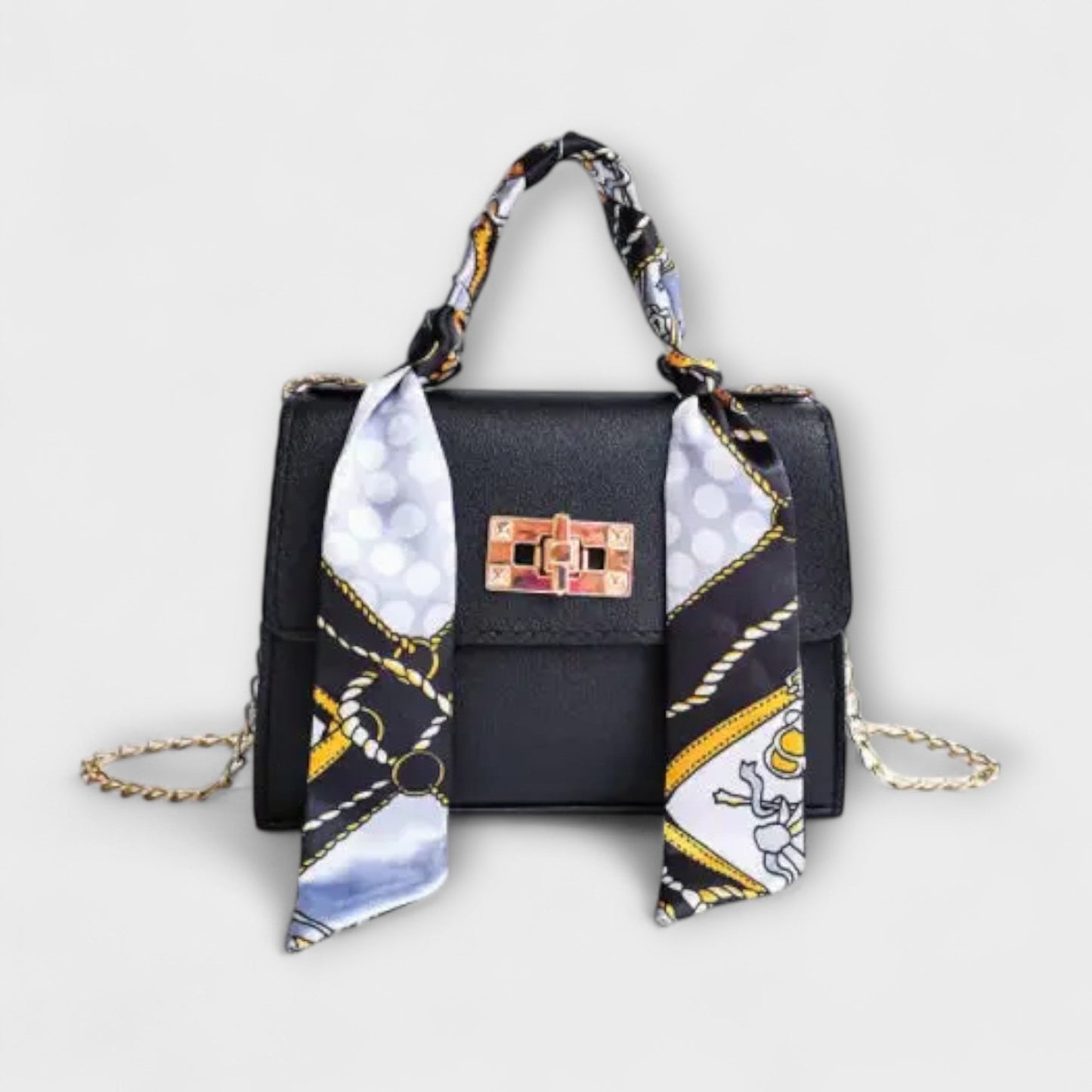 Damen Handtasche aus braunem Leder mit goldfarbenem Verschluss Jully