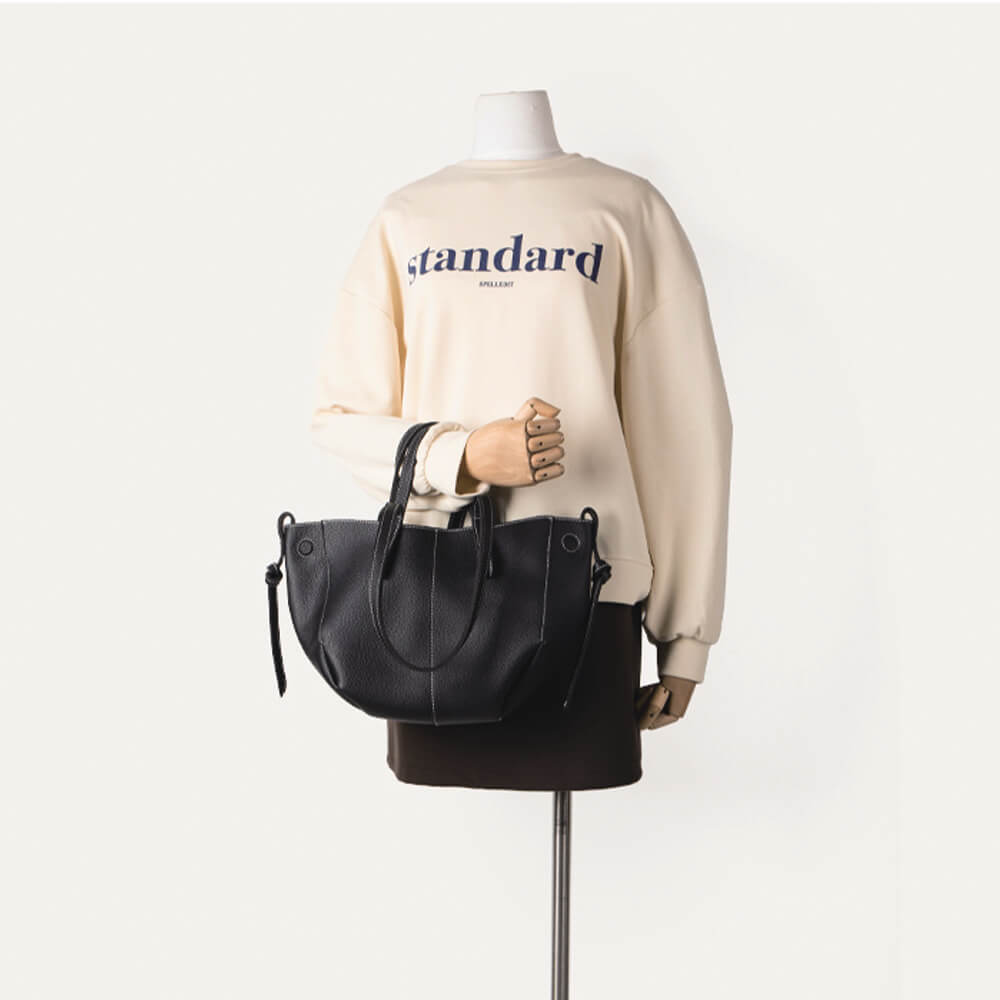 Damen Handtasche aus hochwertigem Leder Schwarz Jully