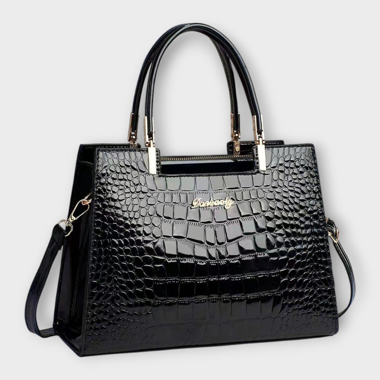 Damen Handtasche mit Krokodilledermuster in Glanz Jully