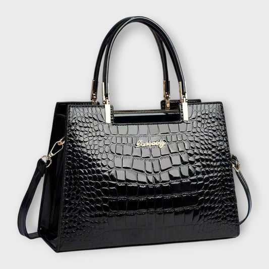 Damen Handtasche mit Krokodilledermuster in Glanz Jully