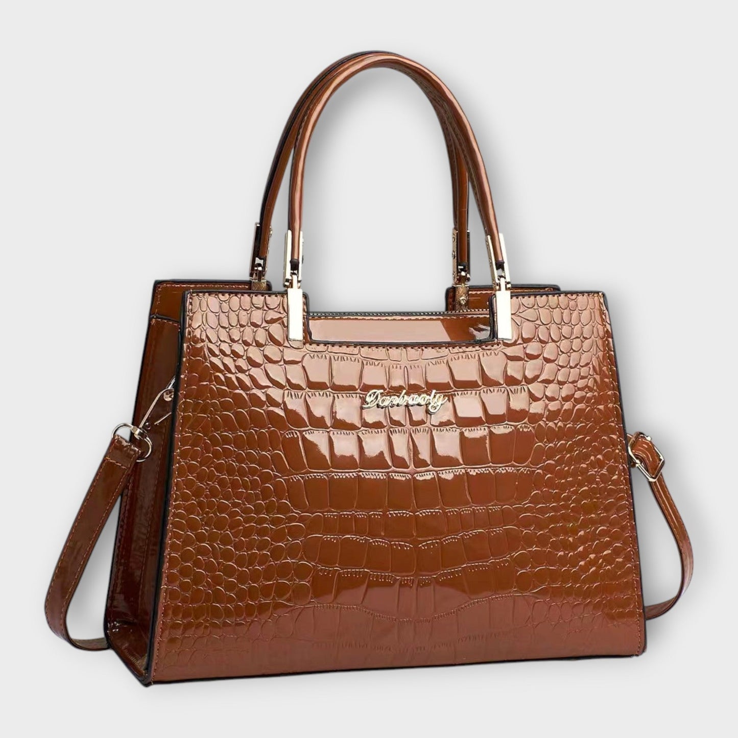Damen Handtasche mit Krokodilledermuster in Glanz Jully