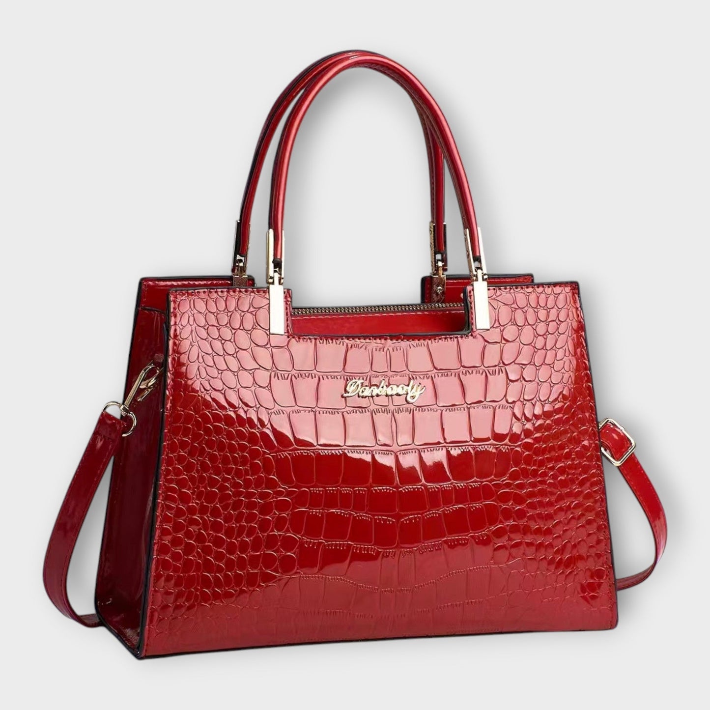 Damen Handtasche mit Krokodilledermuster in Glanz Jully