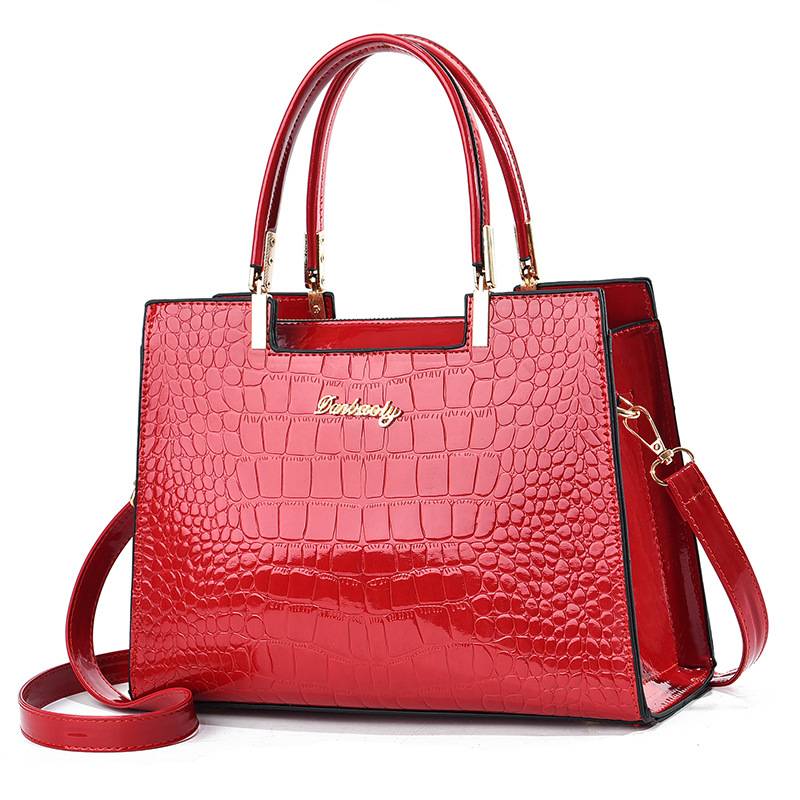 Damen Handtasche mit Krokodilledermuster in Glanz Jully