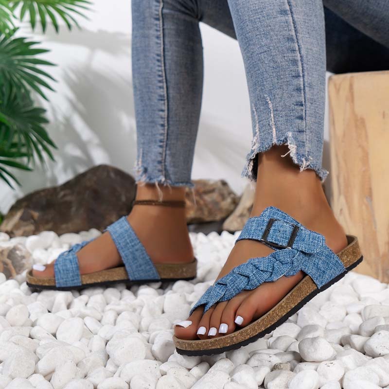 Damen Hausschuhe aus Denim mit flachem Absatz Jully