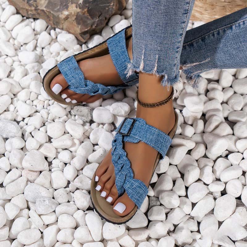 Damen Hausschuhe aus Denim mit flachem Absatz Jully