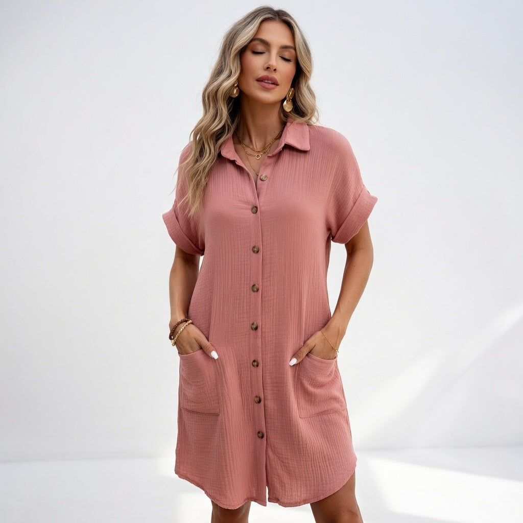 Damen Hemdblusenkleid mit fließendem Schnitt Jully
