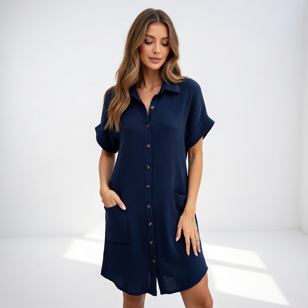 Damen Hemdblusenkleid mit fließendem Schnitt Jully