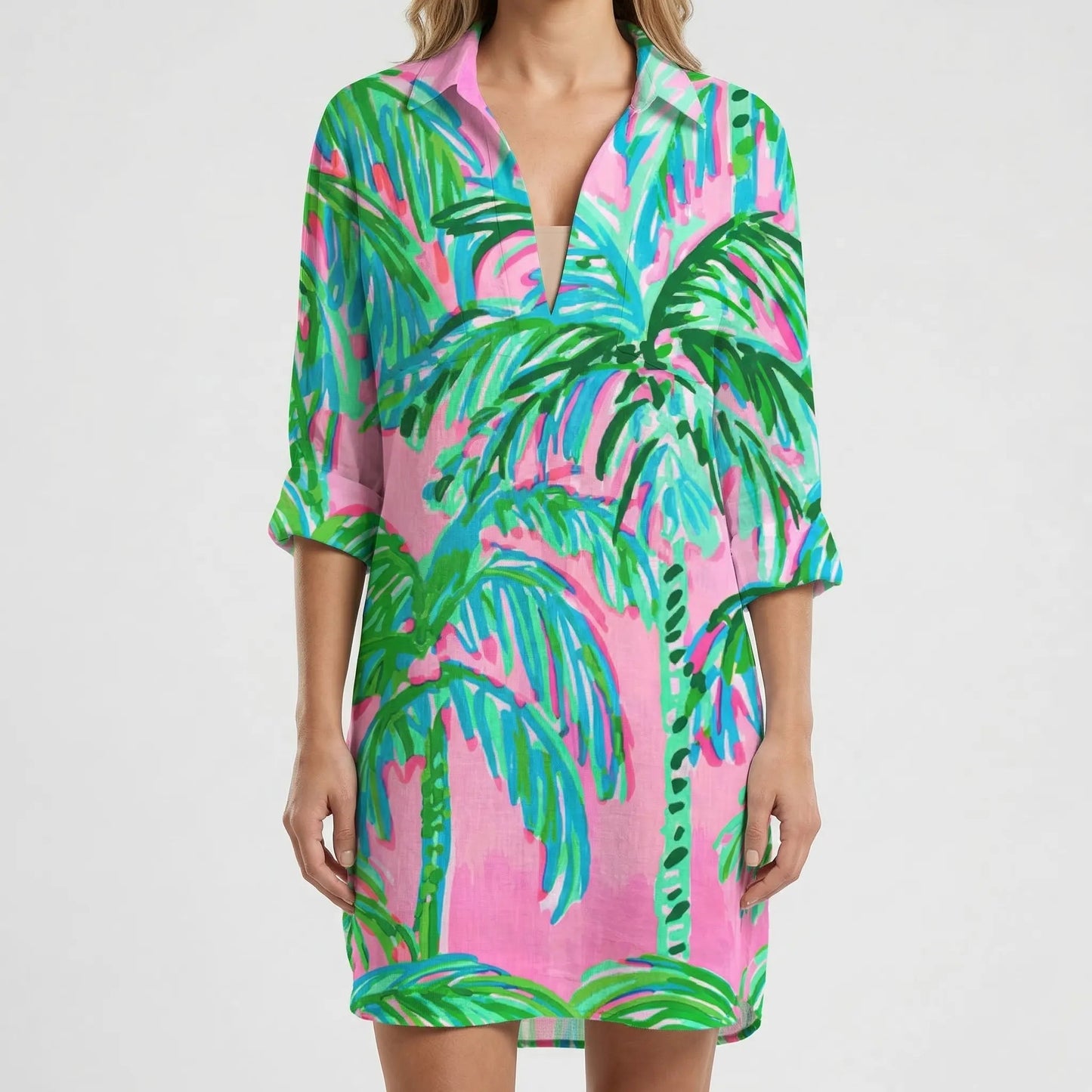 Damen Hemdkleid mit buntem Tie-Dye-Print Jully