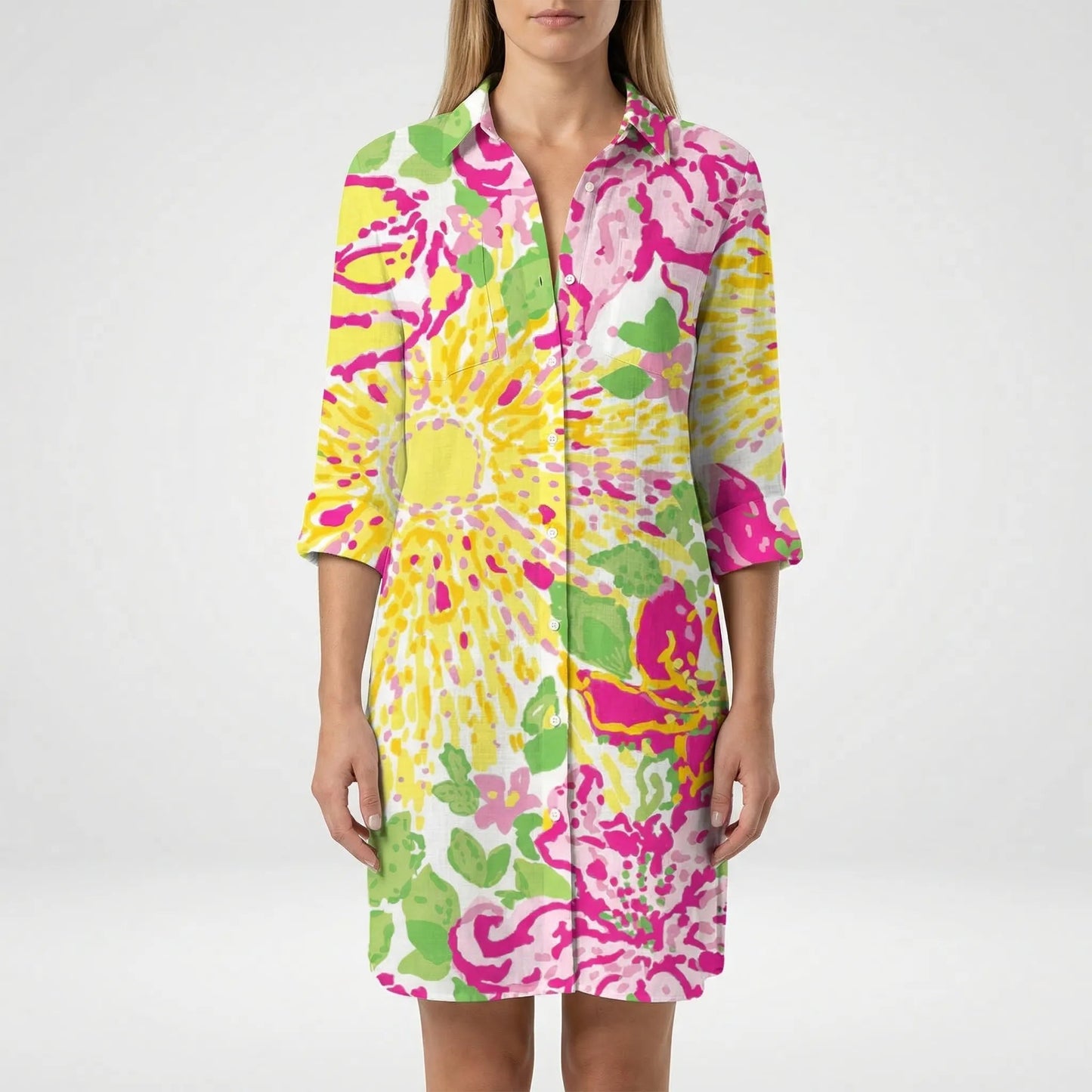 Damen Hemdkleid mit buntem Tie-Dye-Print Jully