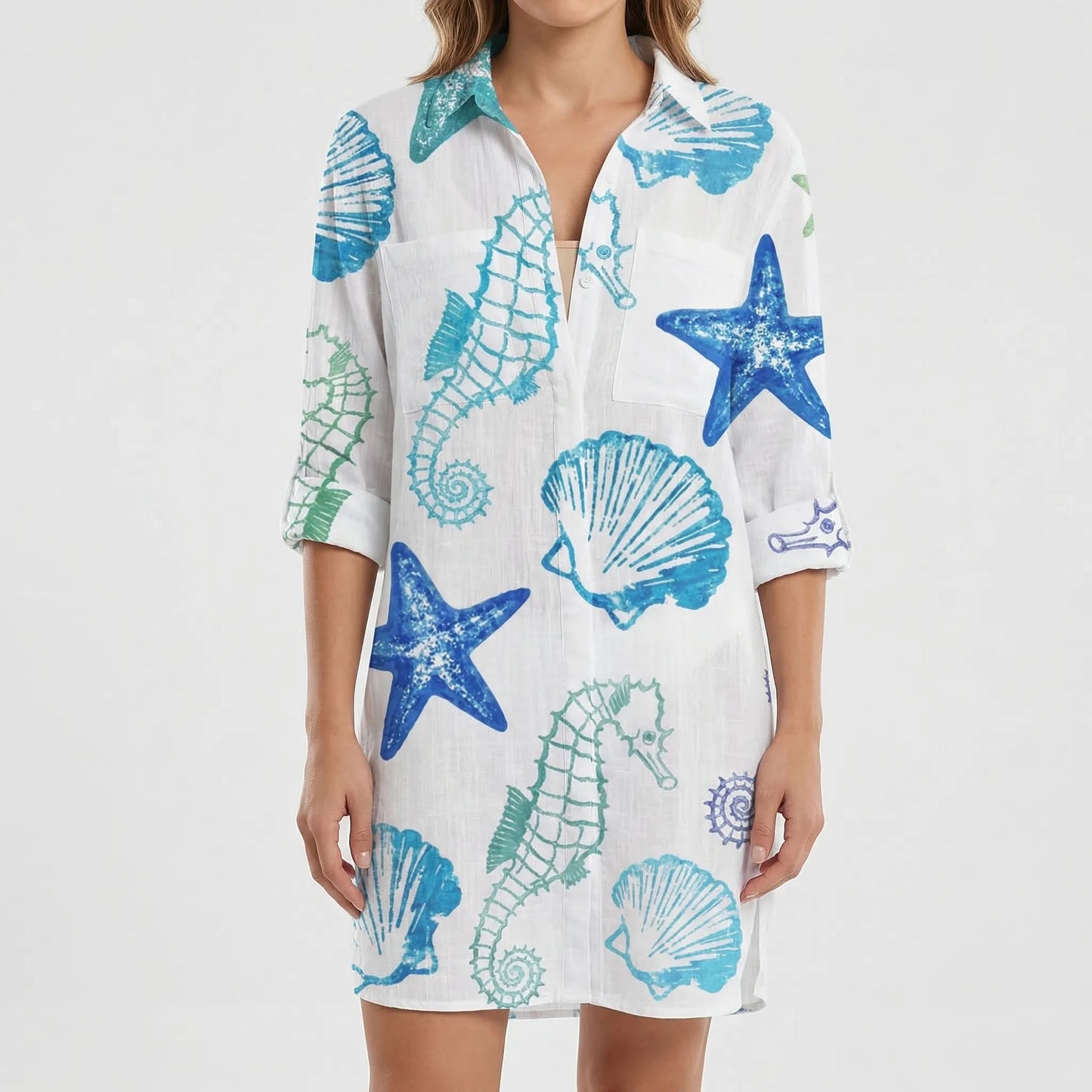 Damen Hemdkleid mit buntem Tie-Dye-Print Jully