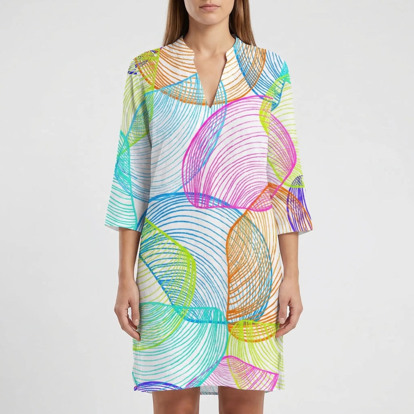 Damen Hemdkleid mit buntem Tie-Dye-Print Jully