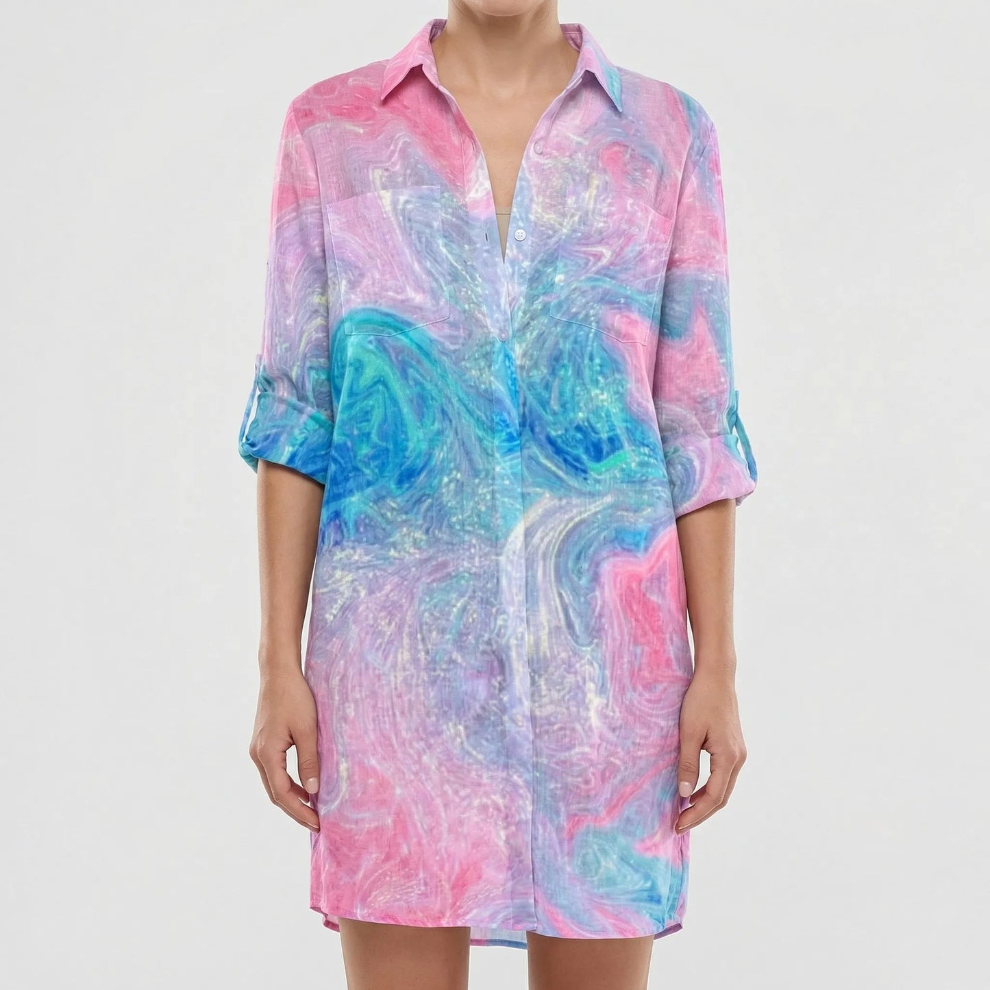 Damen Hemdkleid mit buntem Tie-Dye-Print Jully