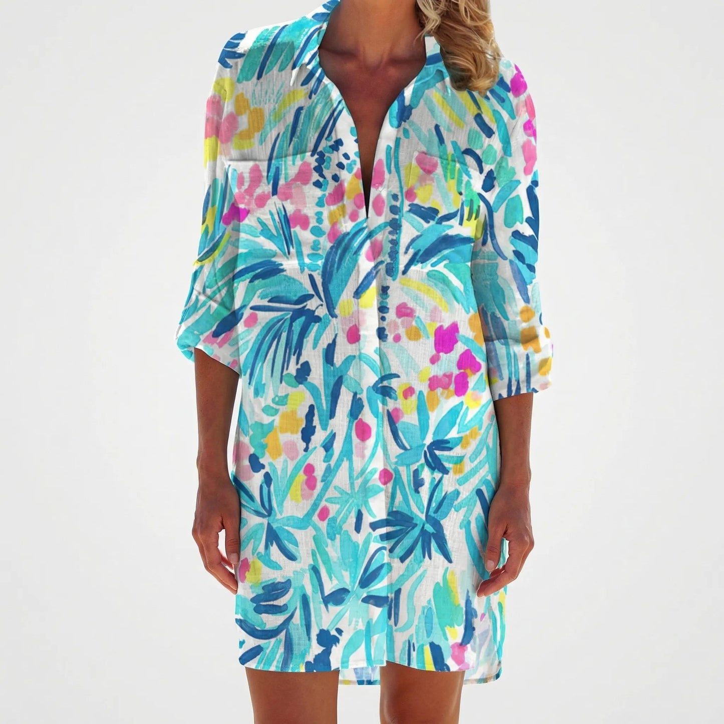 Damen Hemdkleid mit buntem Tie-Dye-Print Jully
