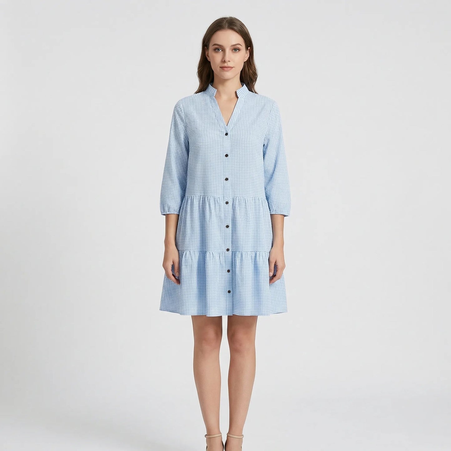Damen Hemdkleid mit gestuftem Volantsaum Jully