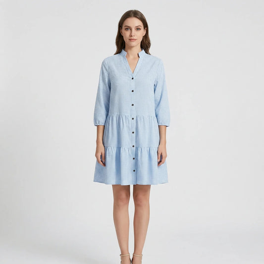 Damen Hemdkleid mit gestuftem Volantsaum Jully