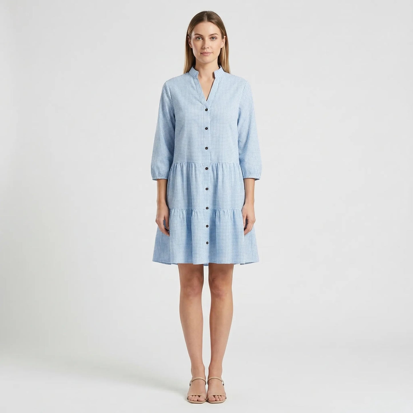 Damen Hemdkleid mit gestuftem Volantsaum Jully