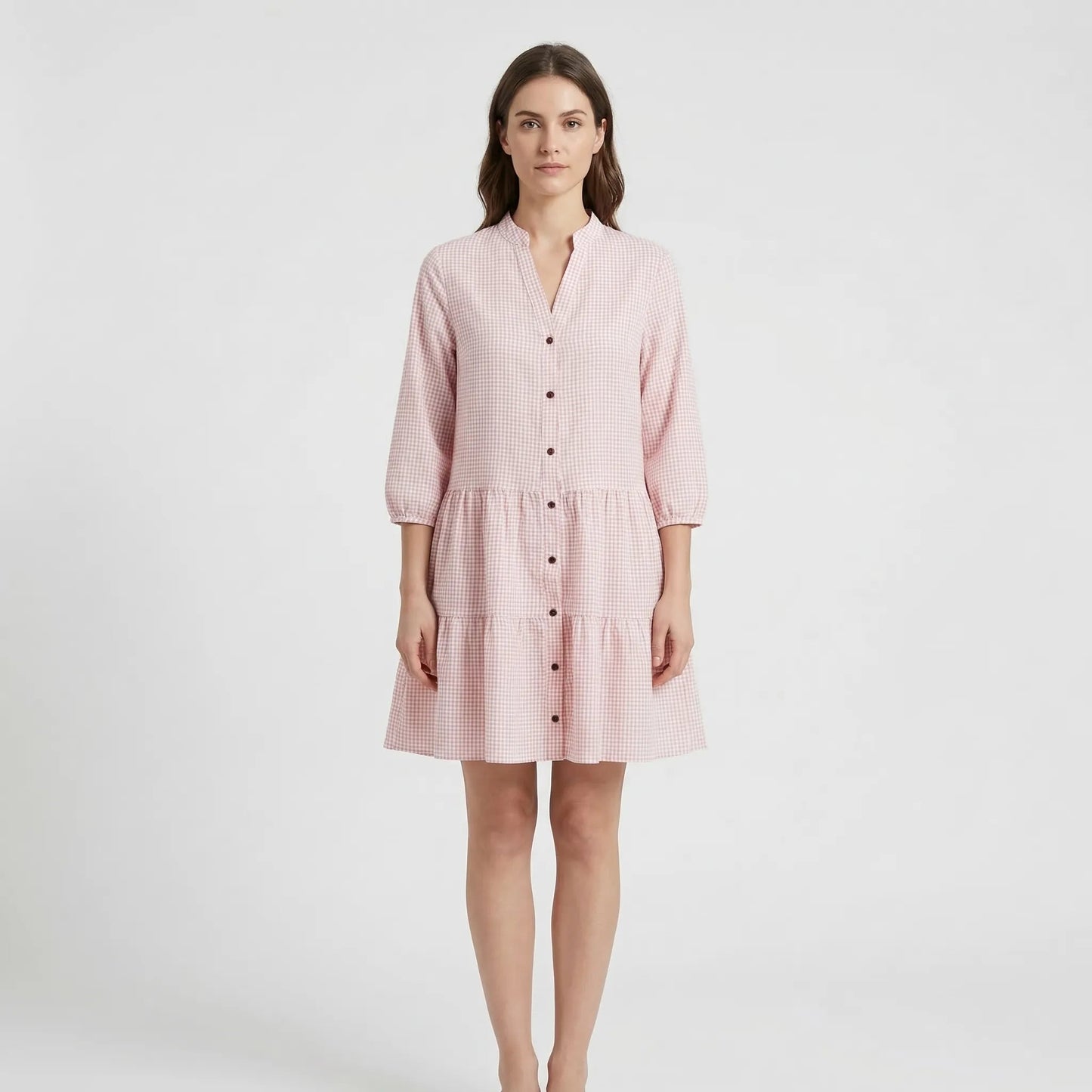 Damen Hemdkleid mit gestuftem Volantsaum Jully