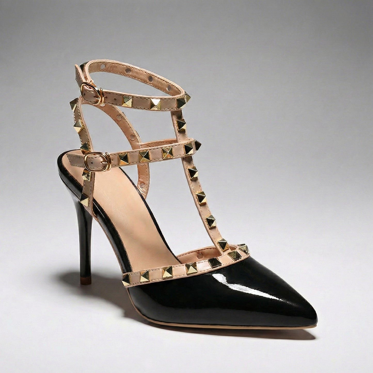 Damen High Heels aus veganem Lackleder mit Nieten Jully
