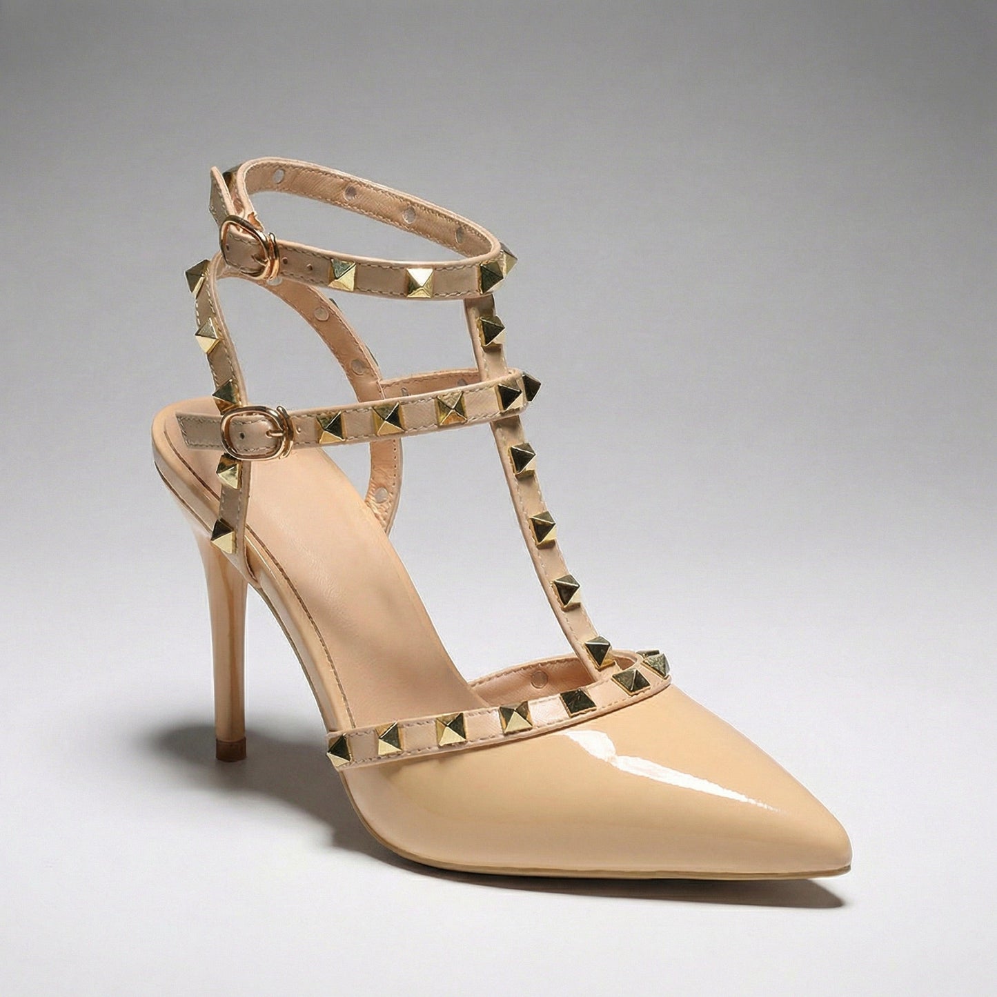 Damen High Heels aus veganem Lackleder mit Nieten Jully