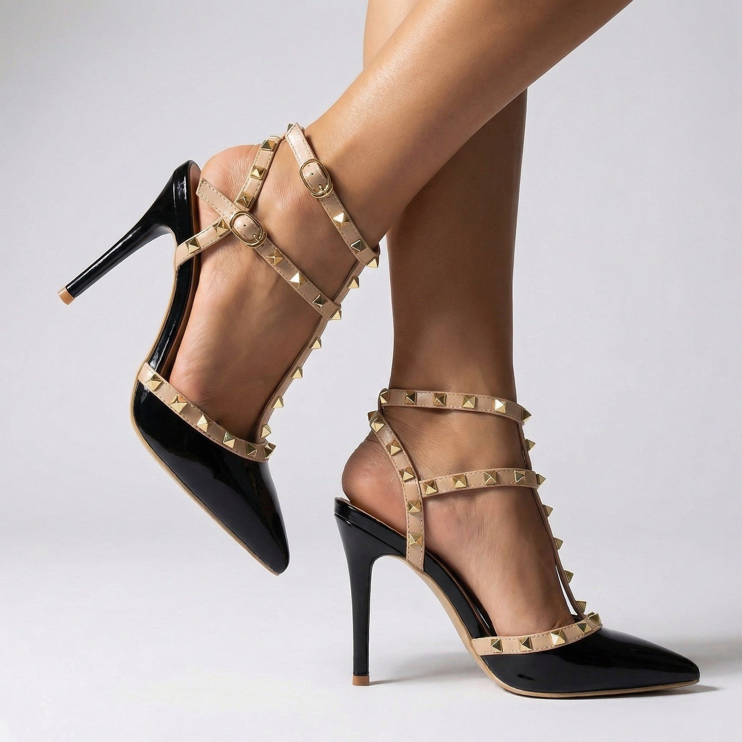 Damen High Heels aus veganem Lackleder mit Nieten Jully