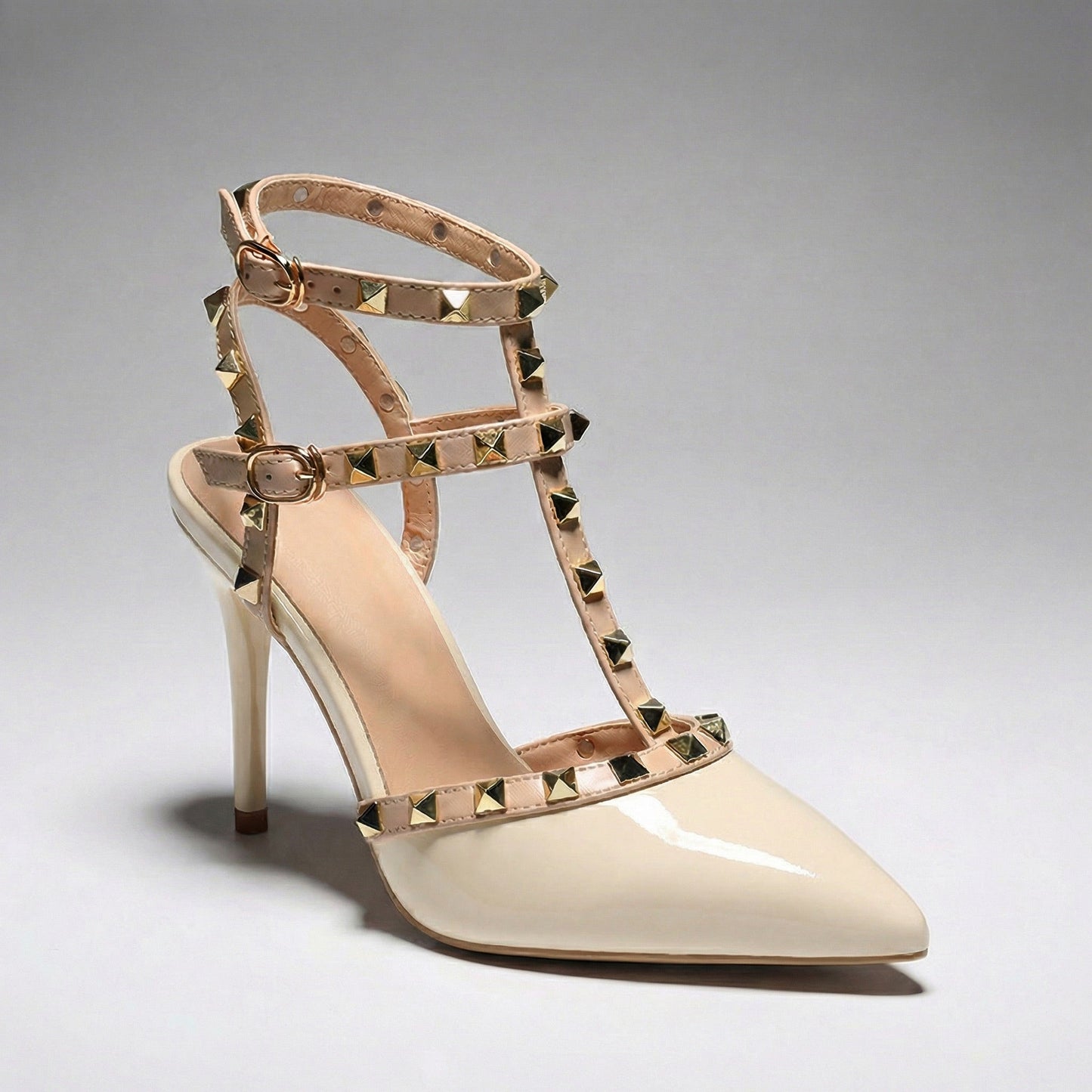 Damen High Heels aus veganem Lackleder mit Nieten Jully