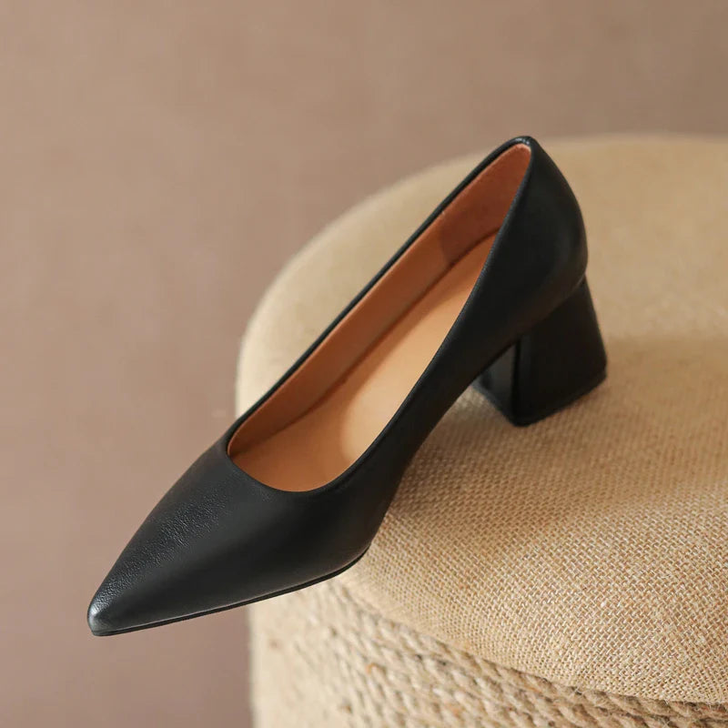Damen High Heels aus veganem Leder mit Blockabsatz Jully