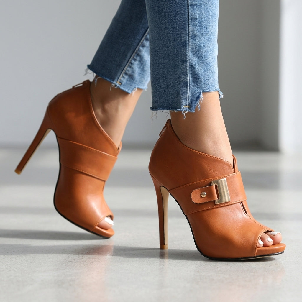 Damen High Heels mit Offener Zehenpartie und Stiletto-Absatz Jully