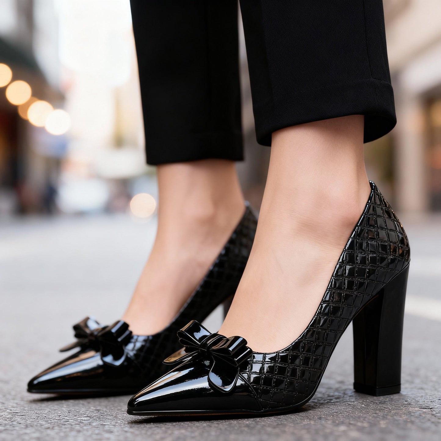 Damen High Heels mit Rautenmuster aus veganem Leder Jully