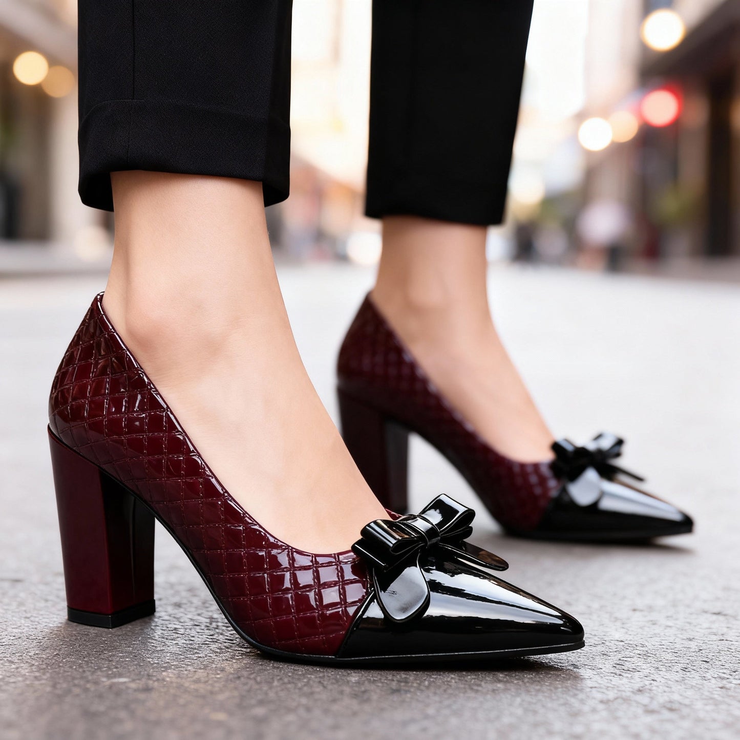 Damen High Heels mit Rautenmuster aus veganem Leder Jully