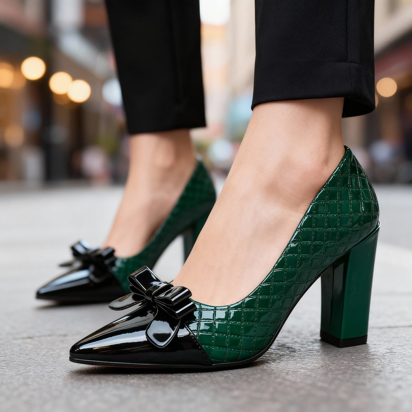 Damen High Heels mit Rautenmuster aus veganem Leder Jully