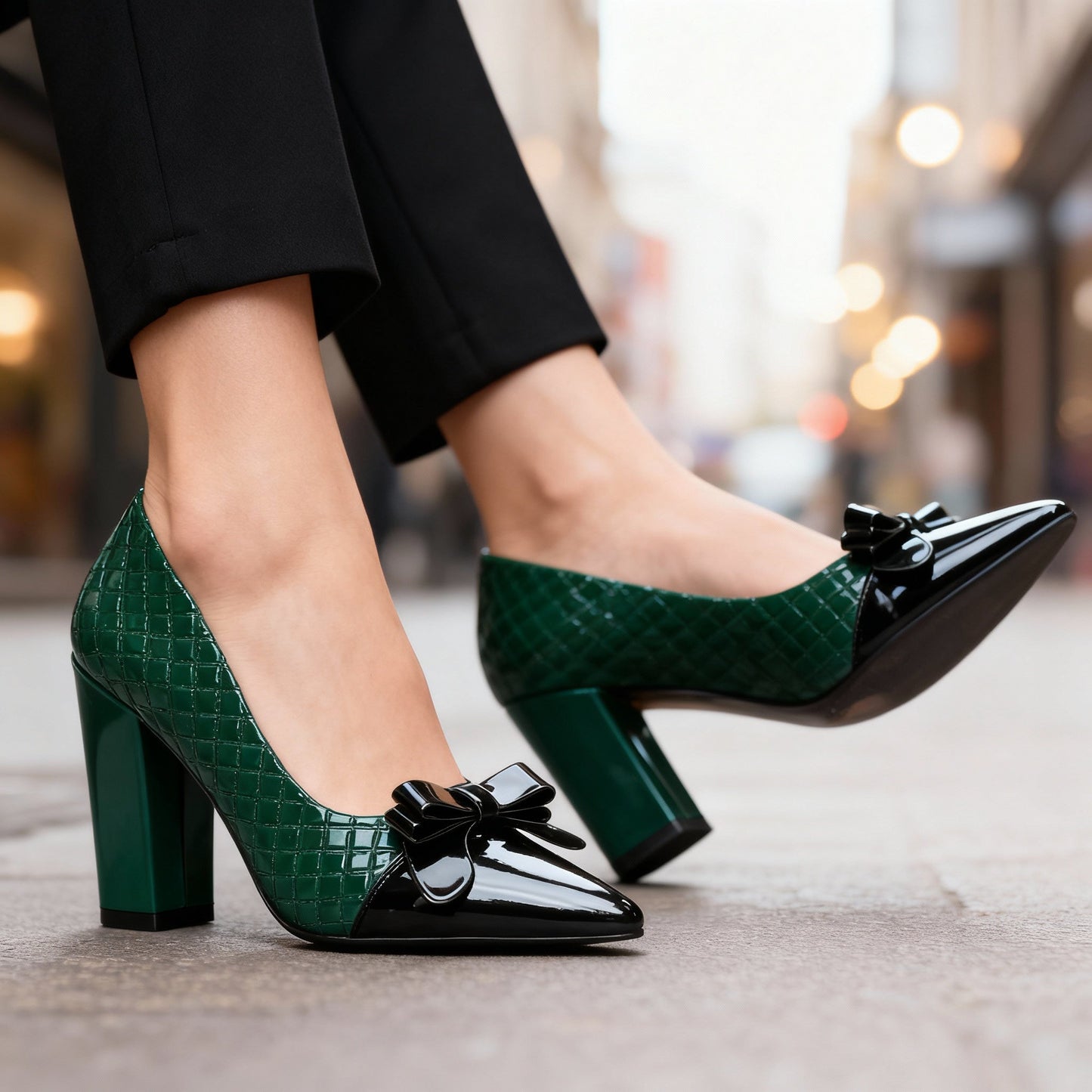 Damen High Heels mit Rautenmuster aus veganem Leder Jully