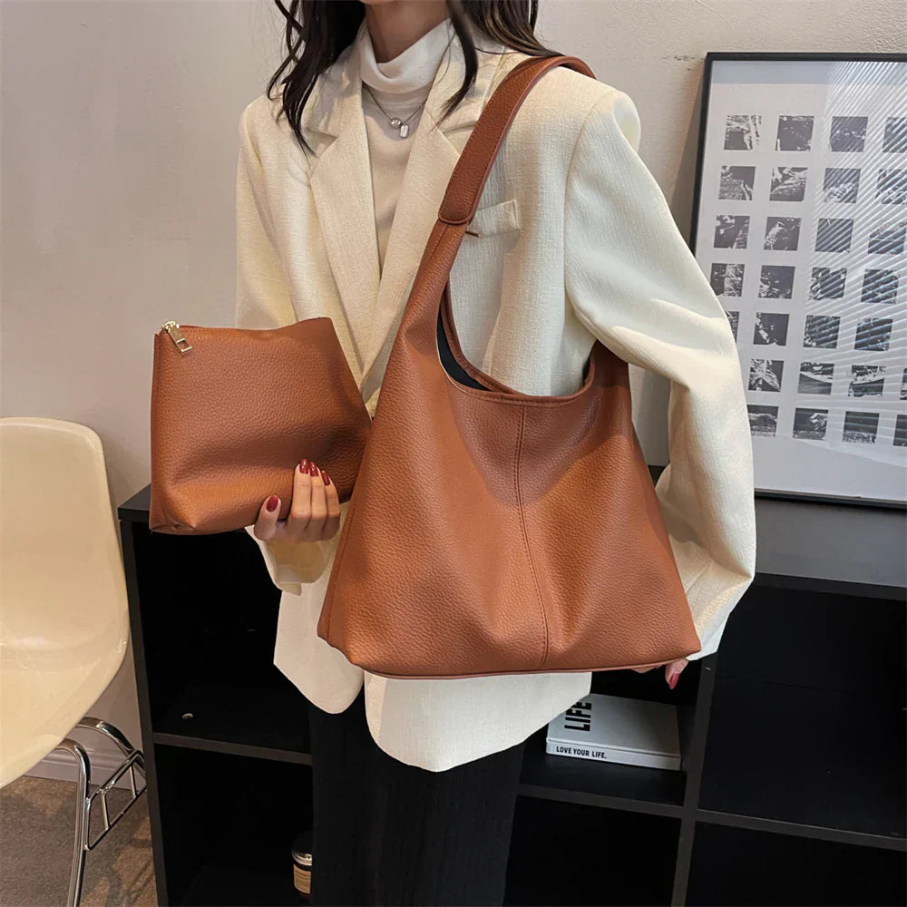 Damen Hobo Tasche aus veganem Leder mit Druckknopf Jully