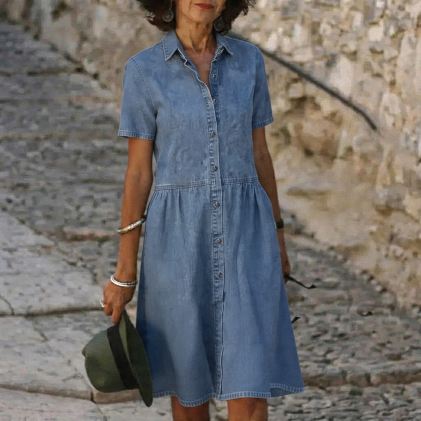 Damen Jeanskleid aus Denim mit schmeichelhaftem Schnitt Jully