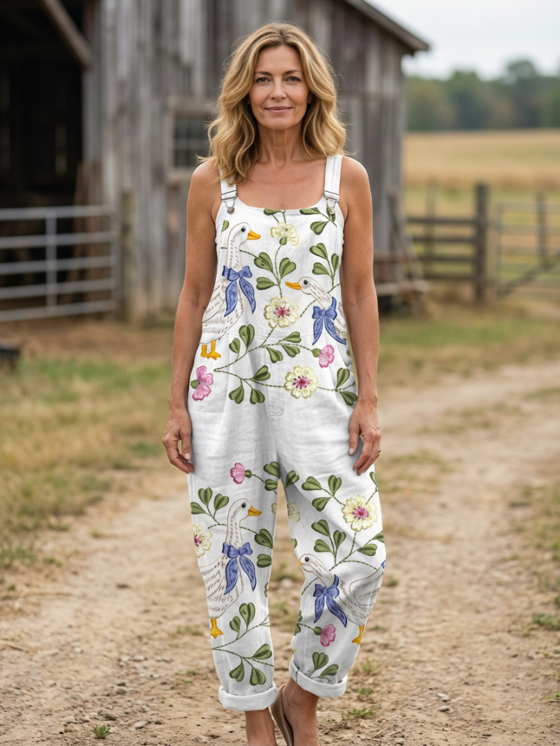 Damen Jumpsuit Sommer mit botanischem Druck Jully