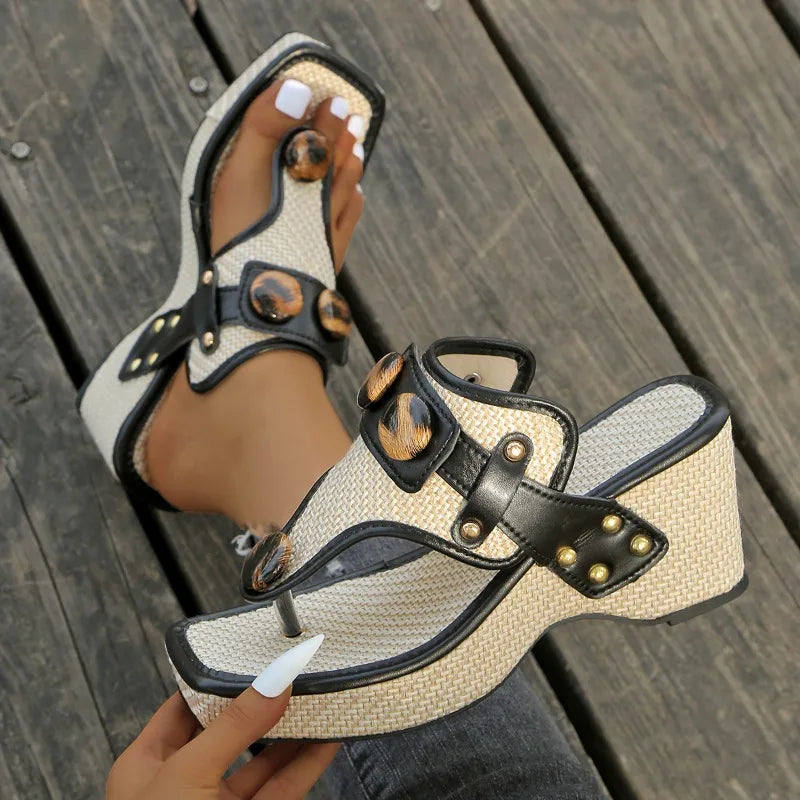 Damen Keilsandalen mit Bastplattform Jully