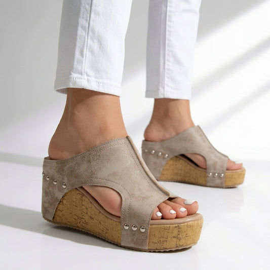 Damen Keilsandalen mit Korkplattform Jully