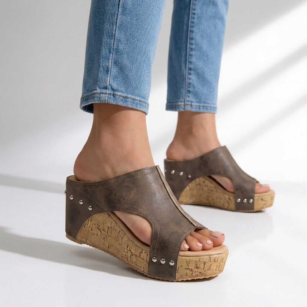 Damen Keilsandalen mit Korkplattform Jully