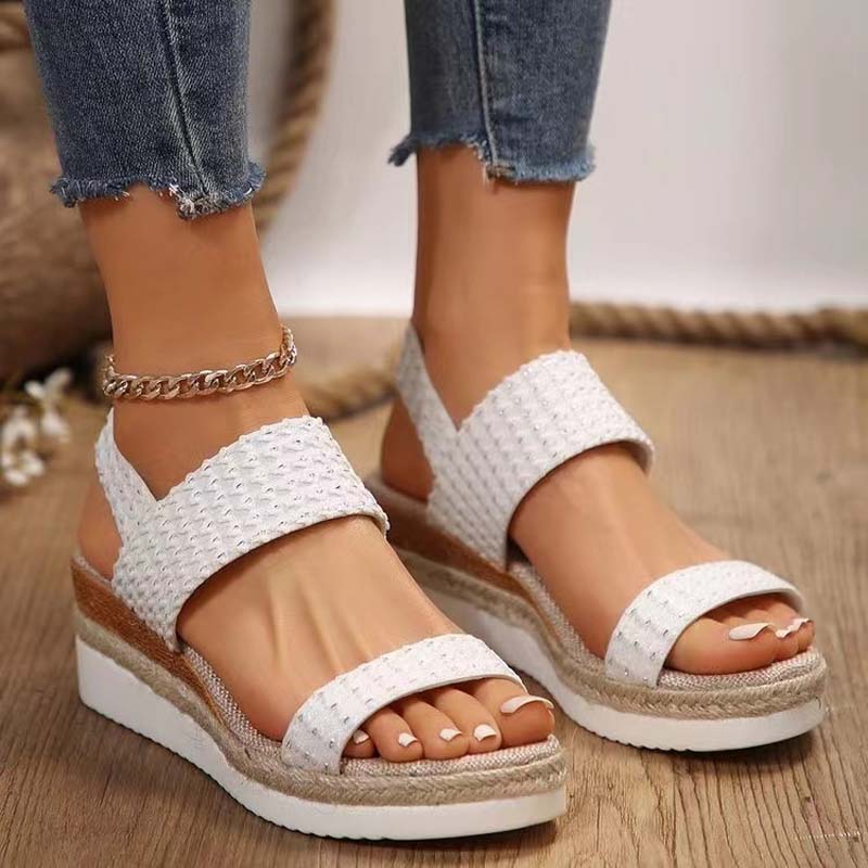 Damen Keilsandalen mit elastischem Band in Schwarz Jully