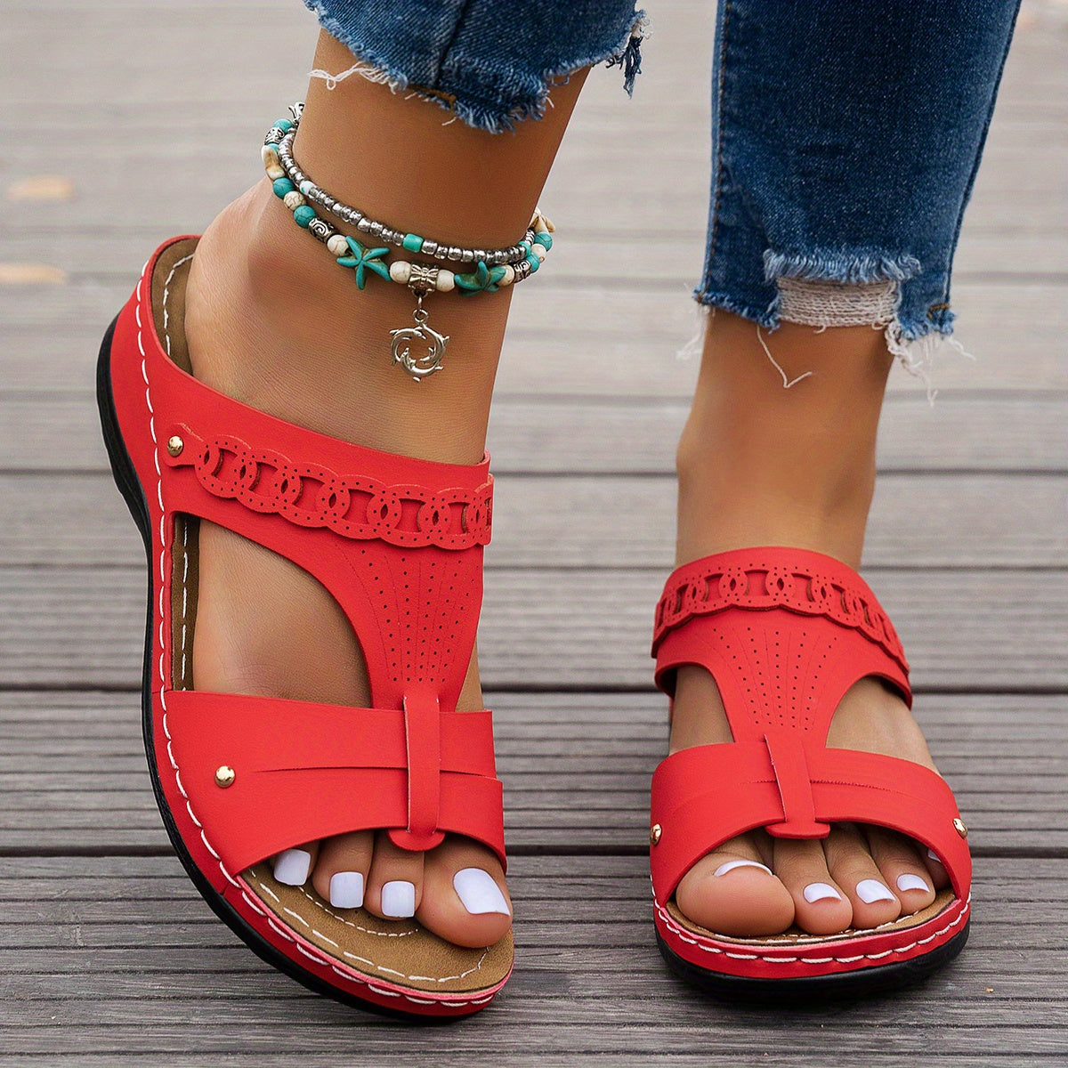 Damen Keilsandalen mit rutschfester Sohle Jully