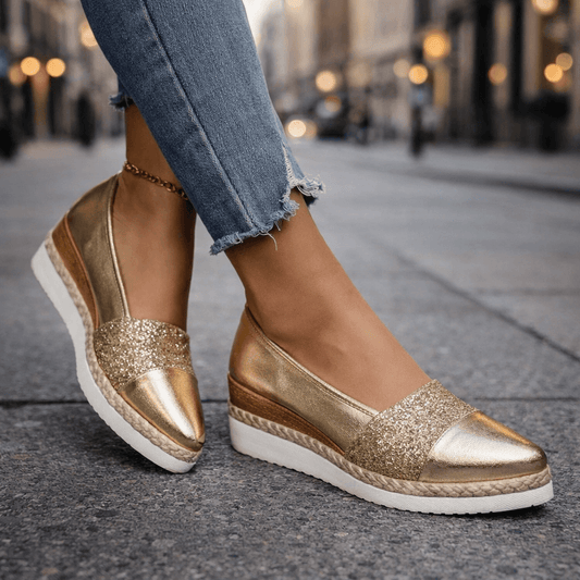 Damen Keilschuhe mit schimmerndem Obermaterial Jully