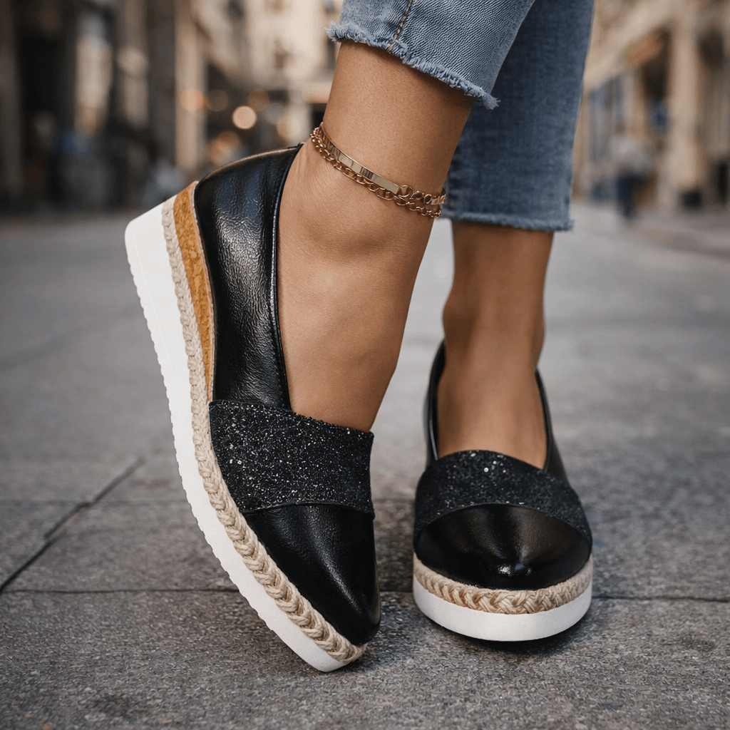 Damen Keilschuhe mit schimmerndem Obermaterial Jully