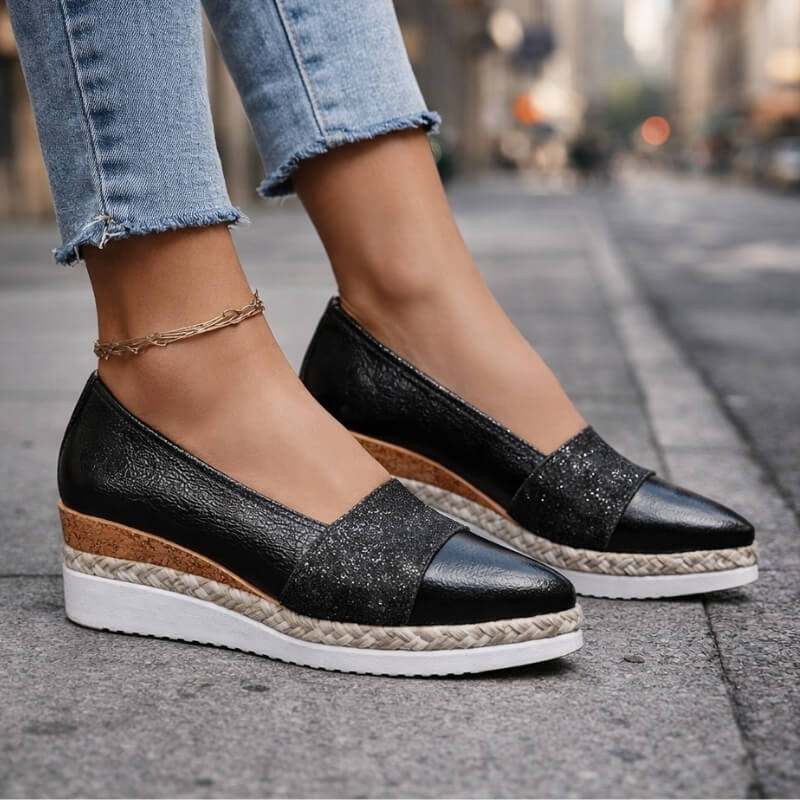 Damen Keilschuhe mit schimmerndem Obermaterial Jully