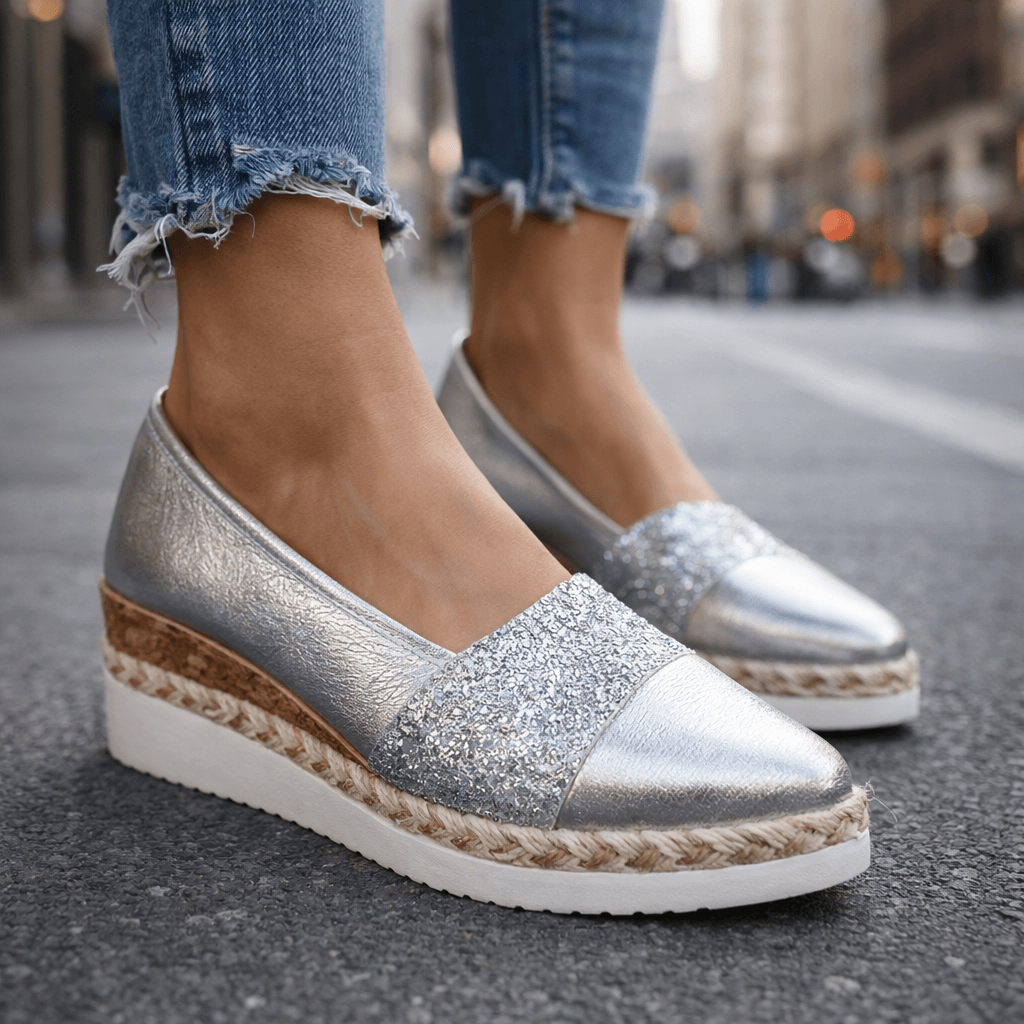 Damen Keilschuhe mit schimmerndem Obermaterial Jully