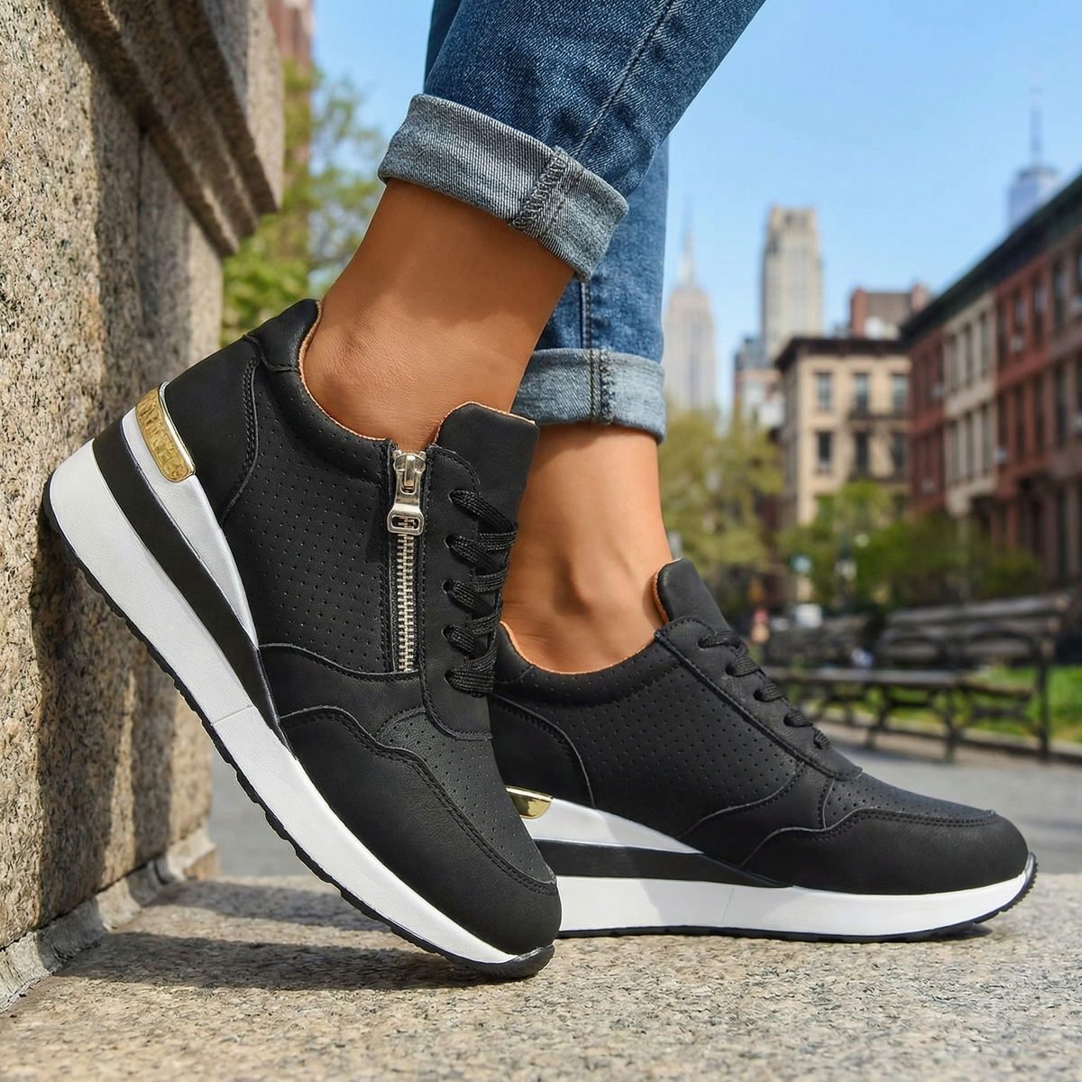 Damen Keilsneaker mit Gepolsterter Innensohle Jully