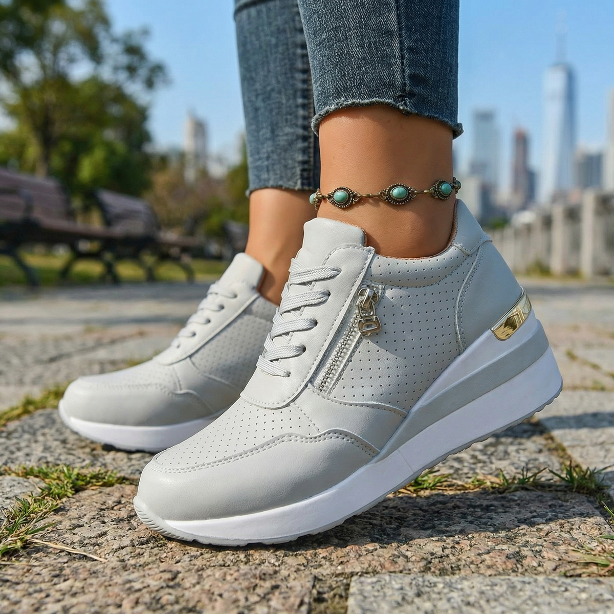 Damen Keilsneaker mit Gepolsterter Innensohle Jully