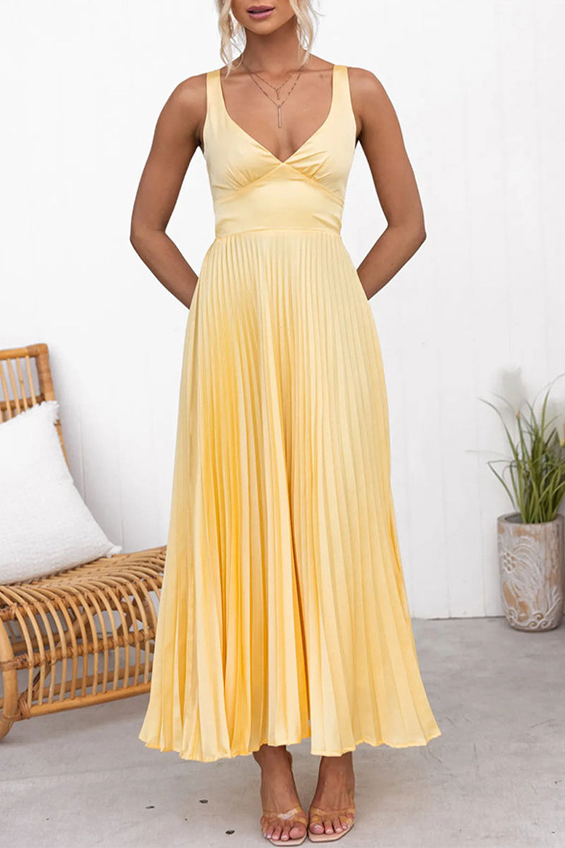 Damen Kleid hochzeitsgast mit V-Ausschnitt aus Satin Jully